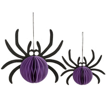 Load image into Gallery viewer, Primitives by Kathy Glitter Spiders Honeycomb Paper Decorations