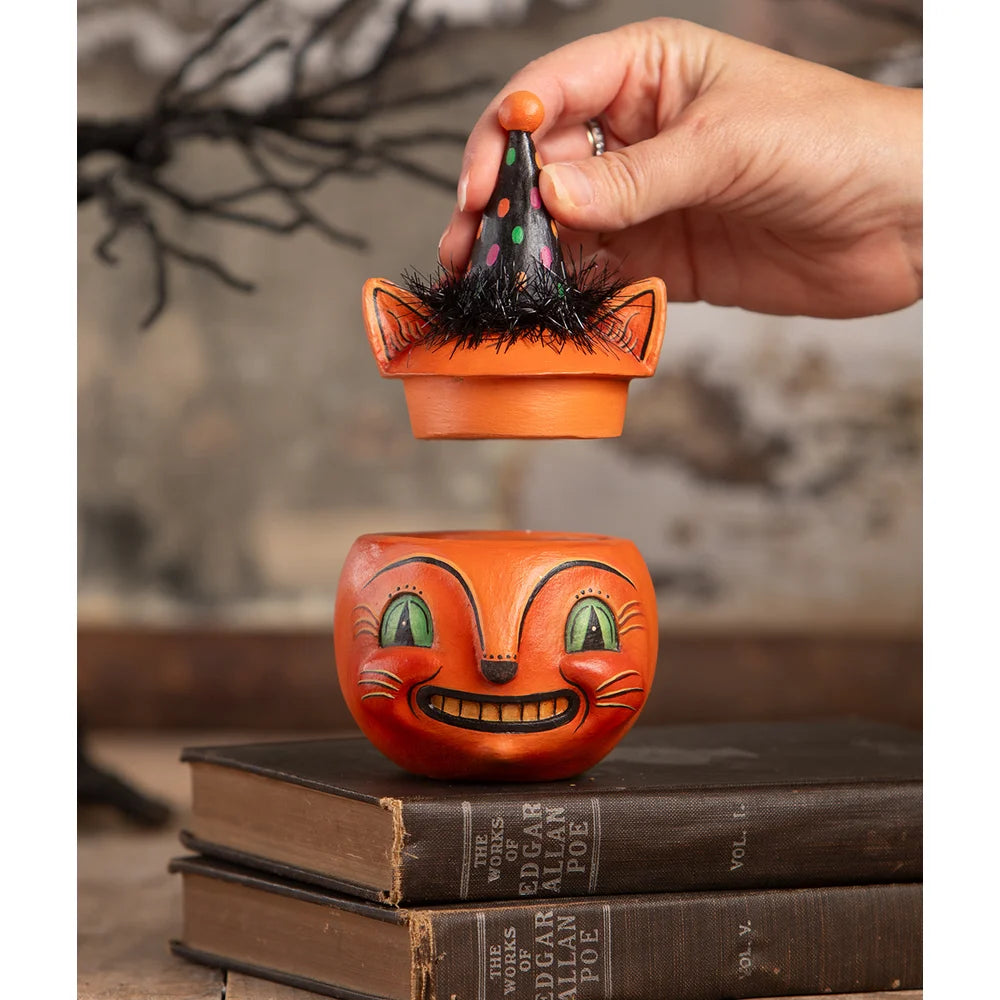 立体・オブジェ Winter journey - vintage cats ver.2 Vtg Wood Hand Carved Cat Statue Textured Hand-painted With Straw