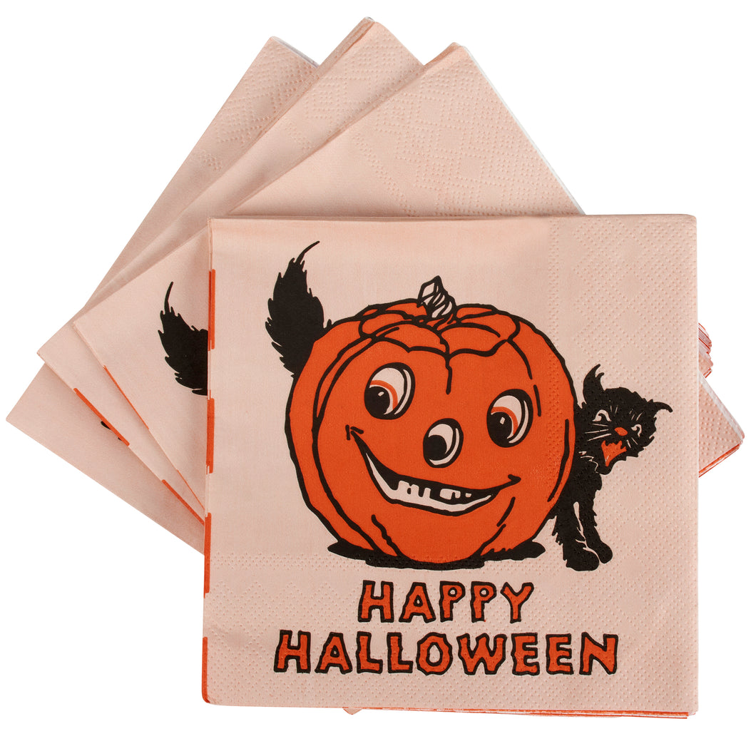 Retro Happy Halloween Napkins JOL & Cat