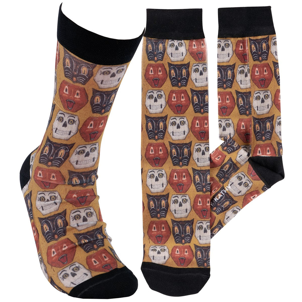 Vintage Style Halloween Faces Socks Primitives by Kathy
