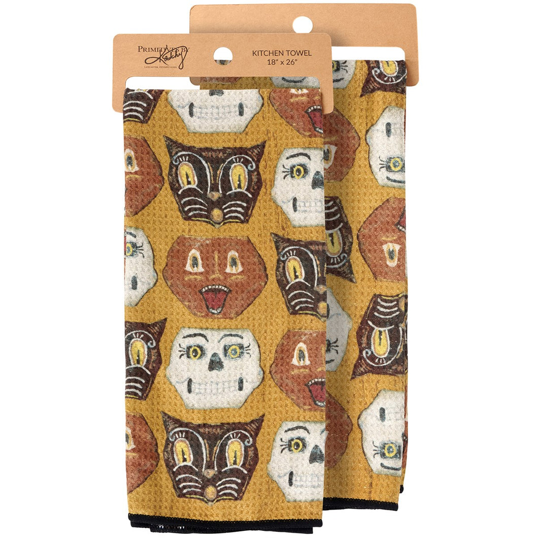 Vintage Style Halloween Faces Kitchen Towel Primitives by Kathy