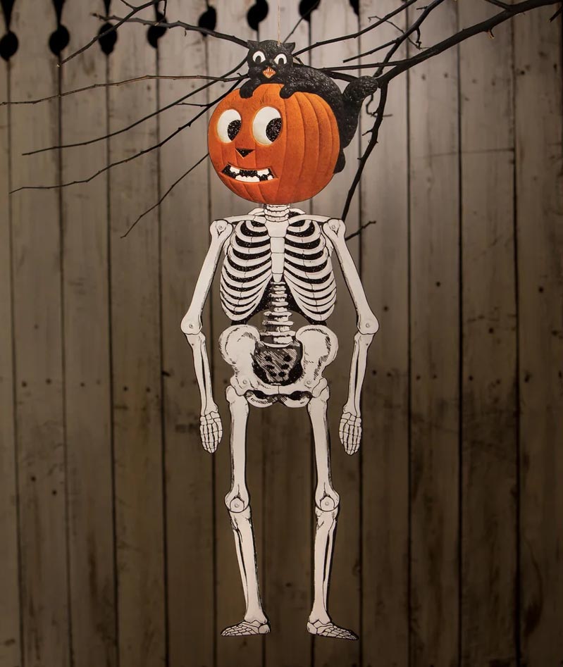 Jack and Cat Hanging Skeleton Retro Bethany Lowe