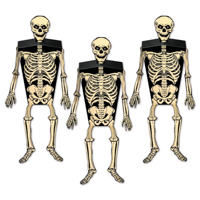 3 Beistle Vintage Style Skeleton Favor Boxes