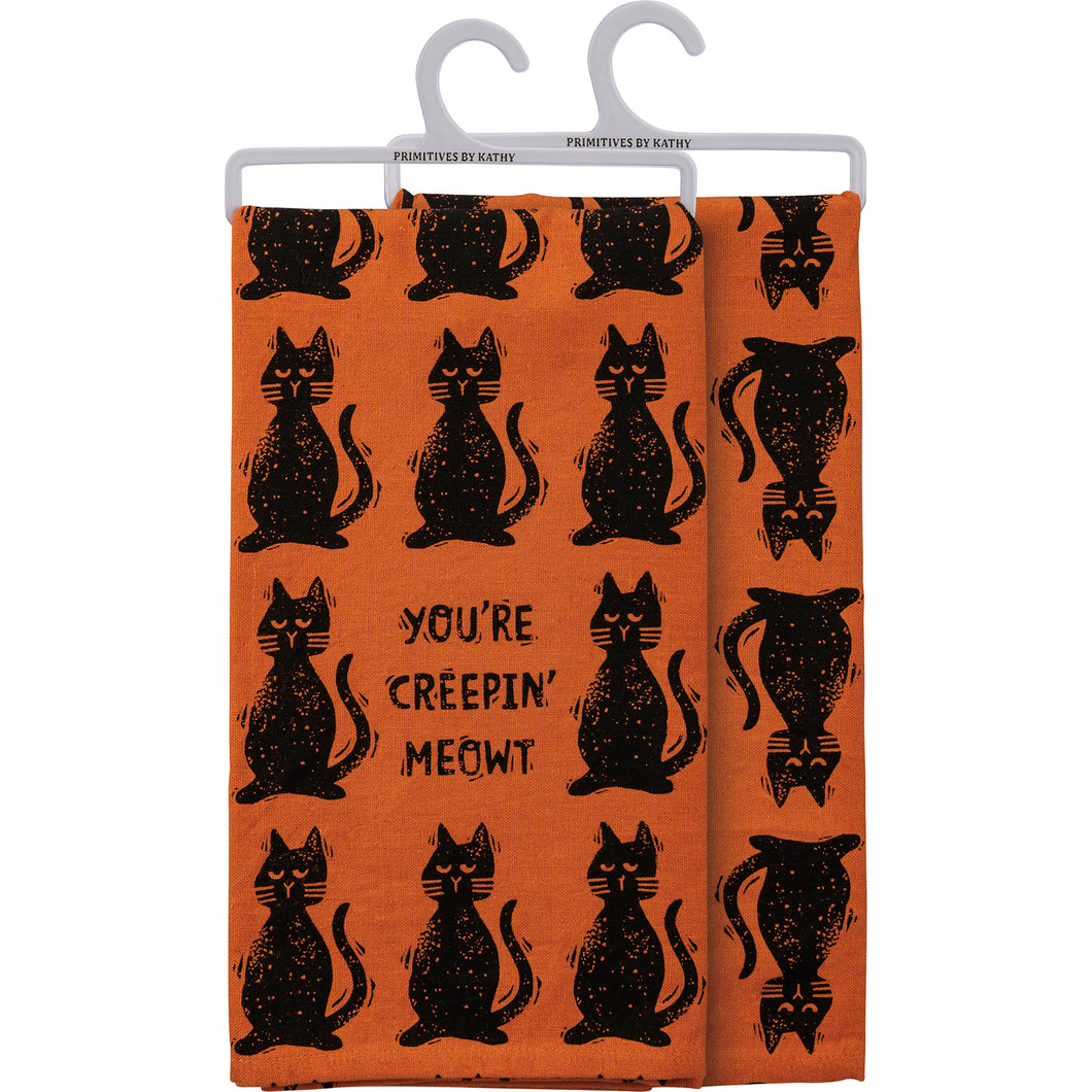 Halloween Creepin' Meowt Cat Dish Towel