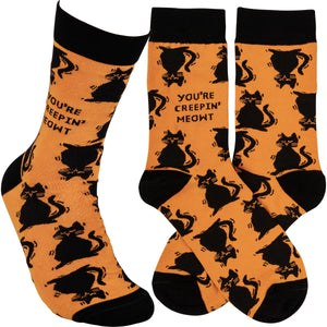 Black Cat Socks - You're Creepin' Meowt