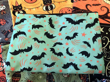 Load image into Gallery viewer, Johanna Parker Bats on Teal Pouch or Cosmetic Bag
