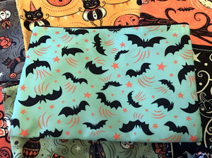 Johanna Parker Bats on Teal Pouch or Cosmetic Bag