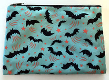 Load image into Gallery viewer, Johanna Parker Bats on Teal Pouch or Cosmetic Bag
