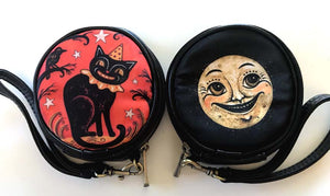 Johanna Parker Cat & Moon Round Case Or Cosmetic Bag