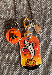 Johanna Parker Cat & Ghost Characters Charm Necklace