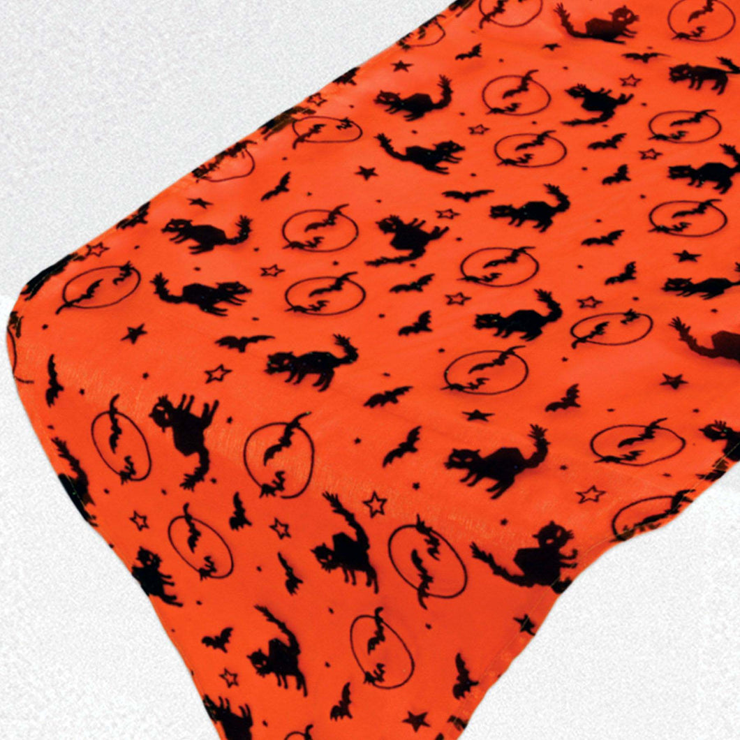 NEW! Beistle Vintage Style Halloween Table Runner Cats & Bats