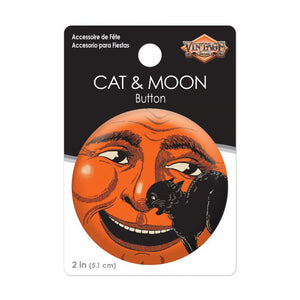 NEW! Vintage Style Beistle 2" Cat & Moon Button