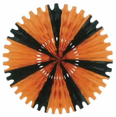 Beistle Large Orange & Black Tissue Fan