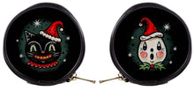 Load image into Gallery viewer, Johanna Parker Cat &amp; Ghost Spookmas Round Case Or Cosmetic Bag
