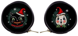 Johanna Parker Cat & Ghost Spookmas Round Case Or Cosmetic Bag
