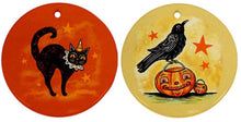 Load image into Gallery viewer, Johanna Parker Halloween Cat &amp; Crow Ornament
