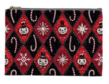 Load image into Gallery viewer, Johanna Parker Spookmas Red Snowmen &amp; Candy Canes Pouch
