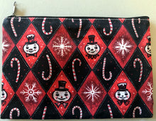 Load image into Gallery viewer, Johanna Parker Spookmas Red Snowmen &amp; Candy Canes Pouch
