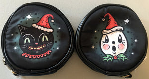 Johanna Parker Cat & Ghost Spookmas Round Case Or Cosmetic Bag