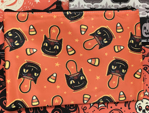 Johanna Parker Cats & Candy Corn Pouch or Cosmetic Bag