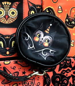 Johanna Parker Skellie & Bat Round Case Or Cosmetic Bag