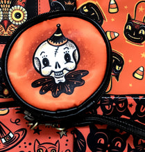 Load image into Gallery viewer, Johanna Parker Skellie &amp; Bat Round Case Or Cosmetic Bag
