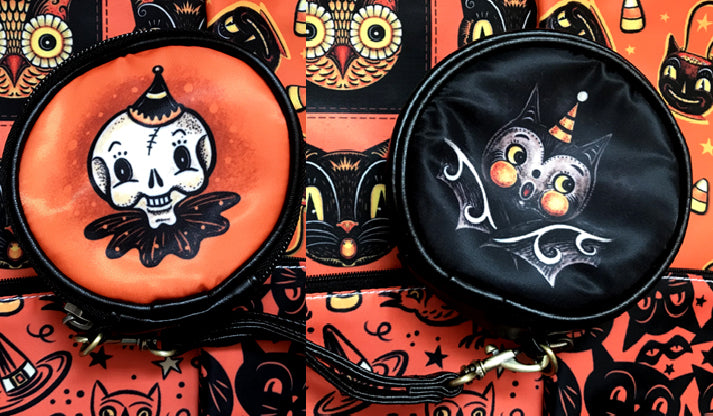 Johanna Parker Skellie & Bat Round Case Or Cosmetic Bag