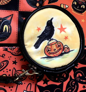 Johanna Parker Cat & Crow Round Case Or Cosmetic Bag