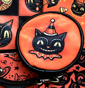 Johanna Parker Witch & Cat Round Case Or Cosmetic Bag