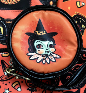 Johanna Parker Witch & Cat Round Case Or Cosmetic Bag