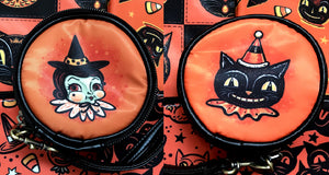 Johanna Parker Witch & Cat Round Case Or Cosmetic Bag