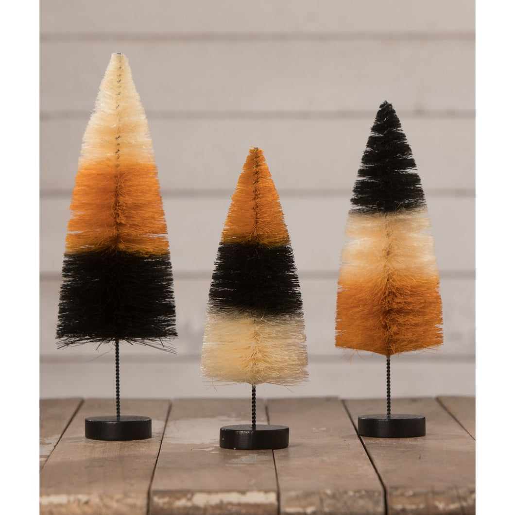Halloween Traditional Stripe Bottle Brush Trees