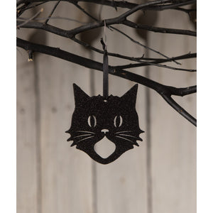 Glittered Scaredy Cat Silhouette Ornament