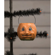 Load image into Gallery viewer, Bethany Lowe Vintage Style Scary Mini Pumpkin Bucket
